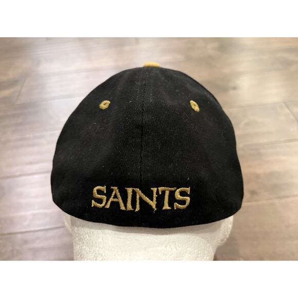 Vintage Annco Mens Black NFL New Orleans Saints Fitted Hat Size L/XL Cap - Picture 5 of 8